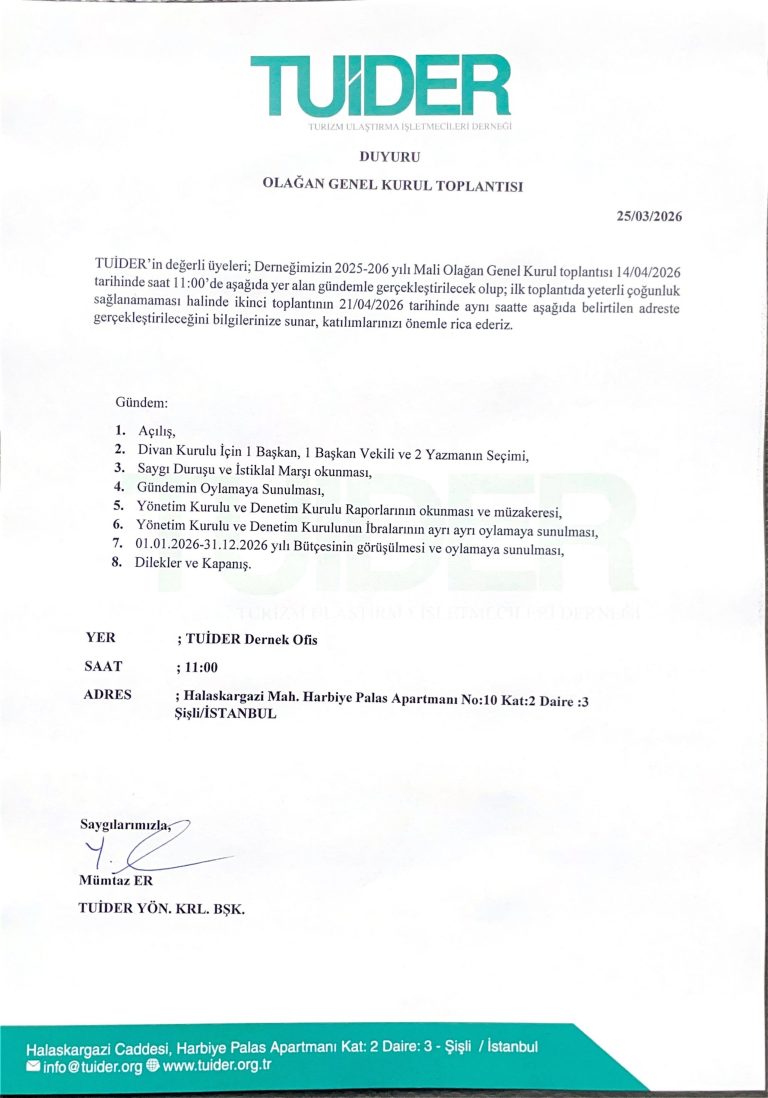 TUİDER OLAĞAN GENEL KURUL TOPLANTISI