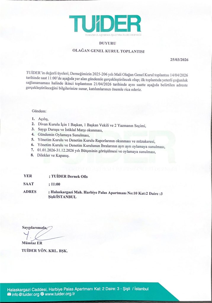 TUİDER OLAĞAN GENEL KURUL TOPLANTISI